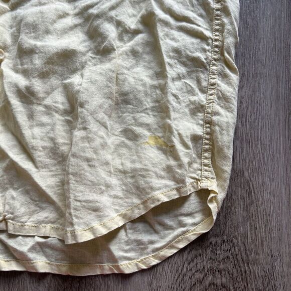 TOMMY BAHAMA Men’s Long Sleeve Solid Yellow 100% Linen Button Down Shirt. Size L - Picture 5 of 9